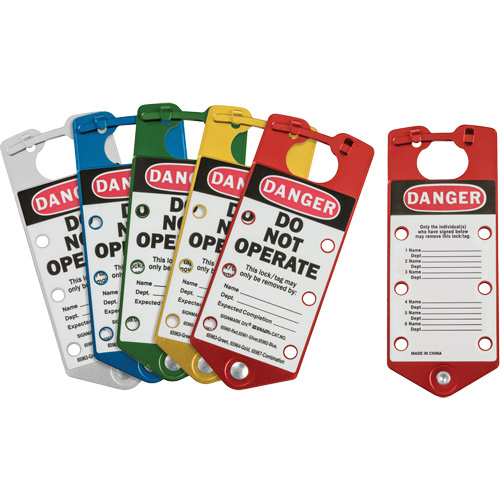 Brady 65975 Labeled Lockout Hasps Labeled Lockout Hasps, Blue/Green/Red/Silver/Yellow - Pack of 5
