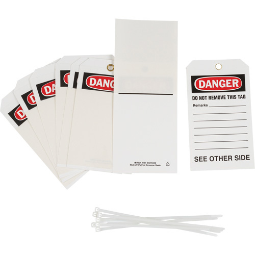 Brady 81991 Self-Laminating "Danger" Tags, Polyester, 4" W x 7" H, English-(Pack of 10)
