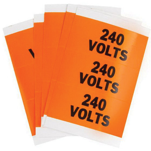 Brady 44501 Porta-Pack ""240 Volts"" Labels Porta-Pack "240 Volts" Labels, Cloth, 3.25" L x 0.5625" H, Orange - Pack of 5