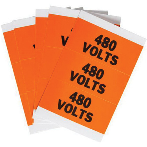 Brady 44503 Porta-Pack ""480 Volts"" Labels Porta-Pack "480 Volts" Labels, Cloth, 3.25" L x 0.536" H, Orange - Pack of 5