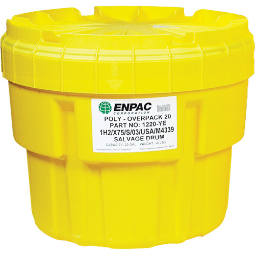 Enpac 1220-YE Poly-Overpack 20 Salvage Drum, 20 US gal., Stationary-(Each)