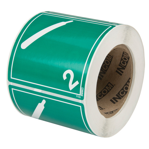 Incom Top Tape & Label TT22V TDG Shipping Labels, Class 2.2, Non-Flammable & Non-Toxic Gases, Vinyl-(Roll of 500)