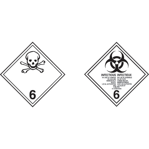Incom Top Tape & Label TT60P TDG Shipping Labels, Class 6.1, Toxic Substances, Paper-(Roll of 500)