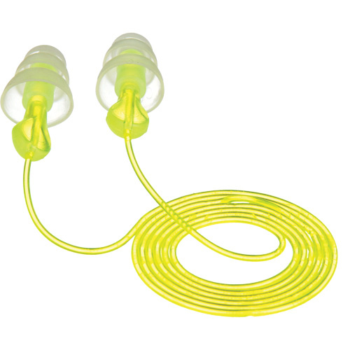 3M P3000 E-A-R Tri-Flange Reusable Earplugs, Corded, Bulk - Polybag, 26 dB NRR, One-Size-(Box of 100 Pairs)