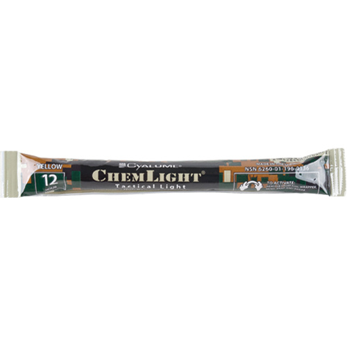 Omniglow 9-27020 6"" Cyalume® Lightsticks 6" Cyalume<sup>®</sup> Lightsticks, Yellow, 12 hrs. Duration - Each