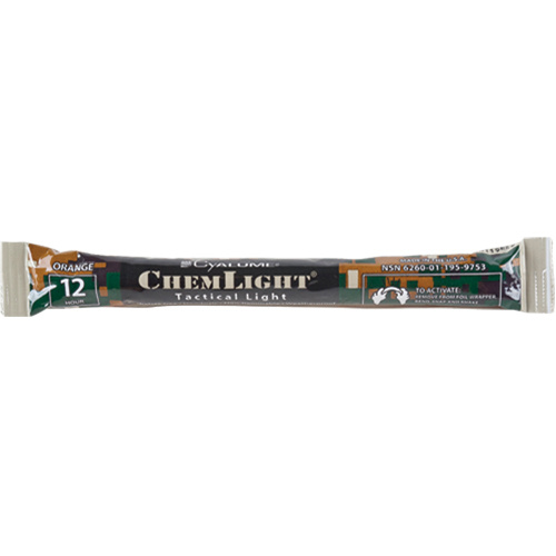 Omniglow 9-27019 6"" Cyalume® Lightsticks 6" Cyalume<sup>®</sup> Lightsticks, Orange, 12 hrs. Duration - Each