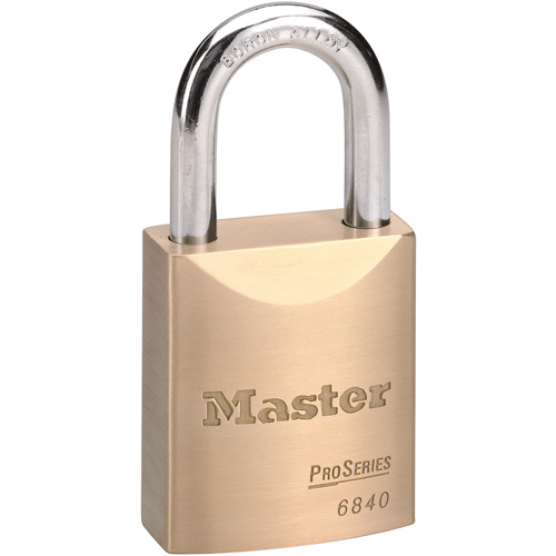 Master Lock 6840 Pro Series® Padlock Pro Series<sup>®</sup> Padlock, Keyed Different, Brass Coating, 1-3/4" Width - Each