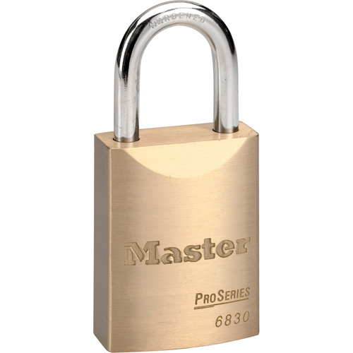 Master Lock 6830 Pro Series® Padlock Pro Series<sup>®</sup> Padlock, Keyed Alike, Brass Coating, 1-9/16" Width - Each