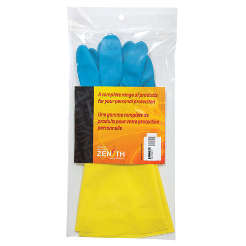 Zenith Safety Products Dipped Chemical-Resistant Gloves Dipped Chemical-Resistant Gloves, Size 9, 12" L, Neoprene/Rubber Latex, Flock-Lined Inner Lining, 20-mil - Pair