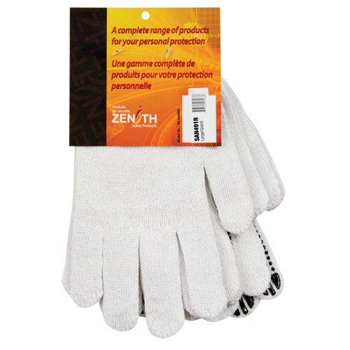 Zenith Safety Products Dotted String Knit Gloves Dotted String Knit Gloves, Poly/Cotton, Single Sided, 7 Gauge, Large - Pair