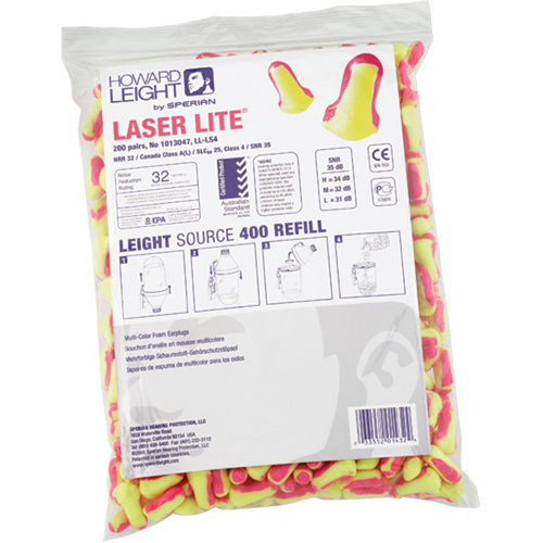 PIP Global Safety LL-LS4-REFILL Howard Leight™ Laser Lite® Single-Use Earplugs Howard Leight™ Laser Lite<sup>®</sup> Single-Use Earplugs, Bulk - Polybag - Pack of 200 Pairs