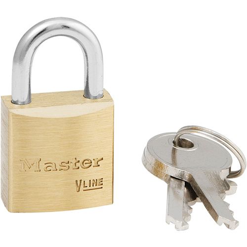 Master Lock 4130 V-Line Padlock V-Line Padlock, Keyed Different, Brass Coating, 1-1/8" Width - Each