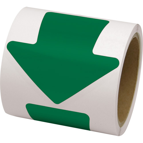 Incom Top Tape & Label VA400G Coloured Floor Marking Decals Coloured Floor Marking Decals, Arrow, 4" L x 4" W, Green, Vinyl - Roll of 100