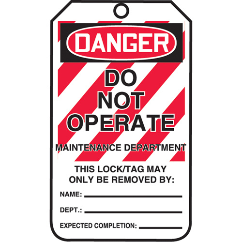 Accuform Signs MLT401CTM Lockout Tags Lockout Tags, Cardstock, 3-1/8" W x 5-7/8" H, English - Pack of 5