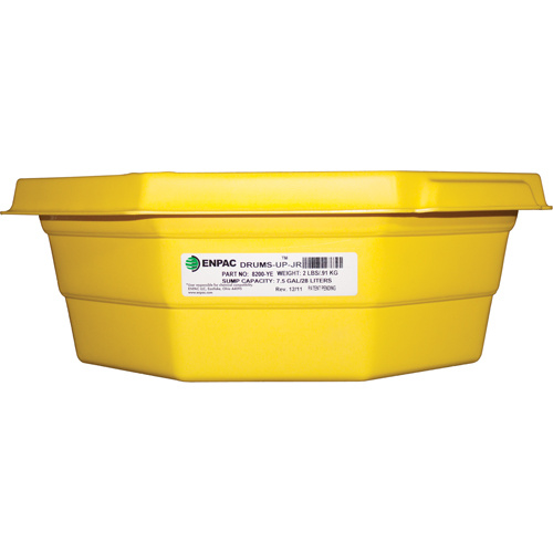 Enpac 8200-YE Drums-Up Jr.™ Trays Drums-Up Jr.™ Trays, 22.75" L x 22.75" W x 7.5" H, 7.5 US gal. Spill Capacity - Each
