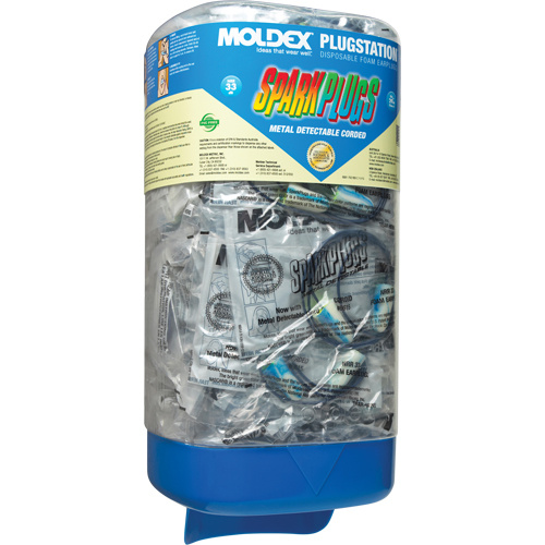 Moldex 6881 PlugStation® with Metal Detectable Corded SparkPlugs® Earplugs PlugStation<sup>®</sup> with Metal Detectable Corded SparkPlugs<sup>®</sup> Earplugs - Box of 150 Pairs