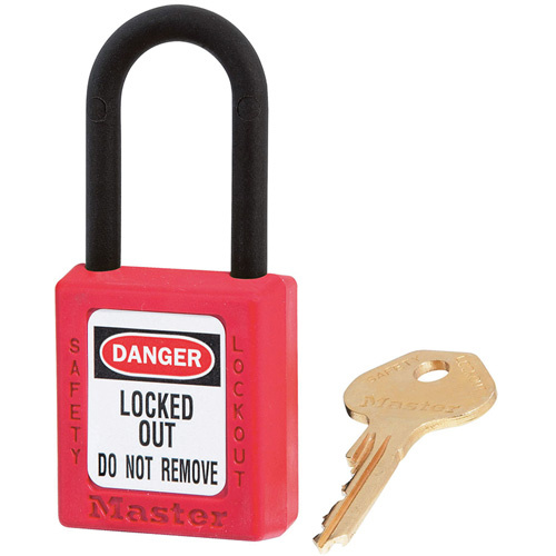 Master Lock 406KAS12RED Zenex™ Padlocks - Set of Twelve Zenex™ Padlocks - Set of Twelve, Safety Padlock, Keyed Alike, Thermoplastic, 1-1/2" Width - Box of 12