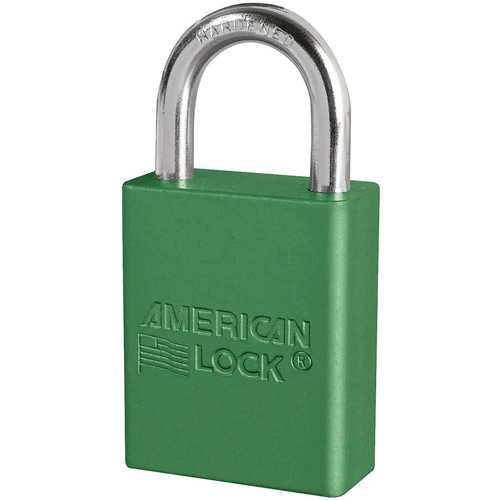 Master Lock A1105KAS12GRN A1105 Series Padlock - Set of Twelve A1105 Series Padlock - Set of Twelve, Safety Padlock, Keyed Alike, Aluminum, 1-1/2" Width - Box of 12