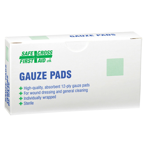 Safecross 03763 Gauze  Gauze , Pad, 2" L x 2" W, Sterile, Medical Device Class 1 - Box of 6