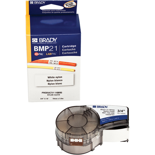 Brady M21-750-499 Label Tape Label Tape, Permanent Acrylic, 0.75" L x 192" H, Black/White - Each