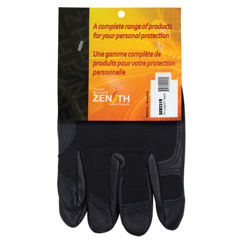 Zenith Safety Products ZM300 Mechanic's Gloves ZM300 Mechanic's Gloves, Grain Leather Palm, Size 2X-Large - Pair