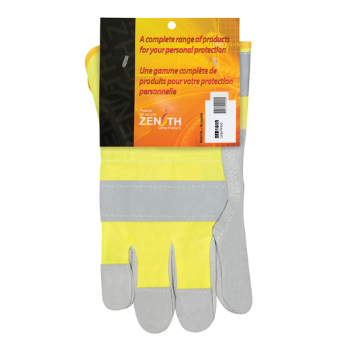 Zenith Safety Products Yellow High-Visibility Winter-Lined Fitters Gloves Yellow High-Visibility Winter-Lined Fitters Gloves, Large, Split Cowhide Palm, Thinsulate™ Inner Lining - Pair