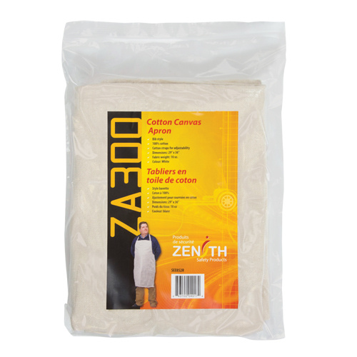 Zenith Safety Products Apron Apron, Cotton, 36" L x 29" W, Natural - Each