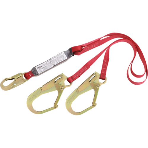 3M Protecta Fall Protection 1340180C PRO™ Shock Absorbing Lanyards PRO™ Shock Absorbing Lanyards, 6', Rebar Hook Center, Snap Hook Leg Ends, Polyester - Each