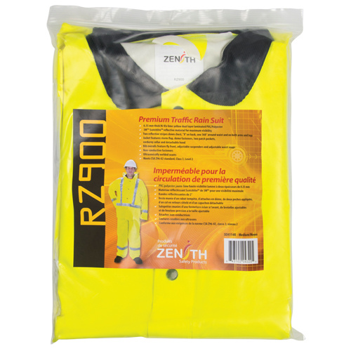 Zenith Safety Products RZ900 Premium Traffic Rain Suit RZ900 Premium Traffic Rain Suit, Polyester/PVC, Medium, Lime-Yellow - Each