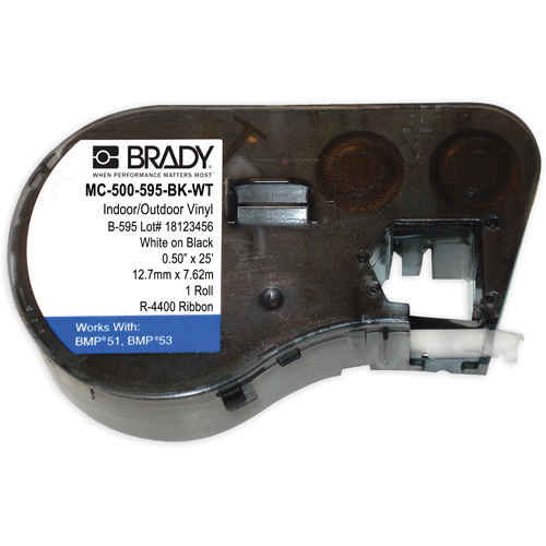 Brady M4C-500-595-BK-WT B-595 Indoor/Outdoor Grade Facility & Safety Labels, White-(Each)