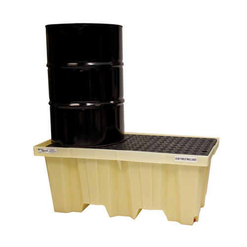 Enpac 5222-YE Nestable 2-Drum Poly-Spillpallet™ Without Drain Nestable 2-Drum Poly-Spillpallet™ Without Drain, 66 US gal. Spill Capacity, 51" x 26" x 21" - Each