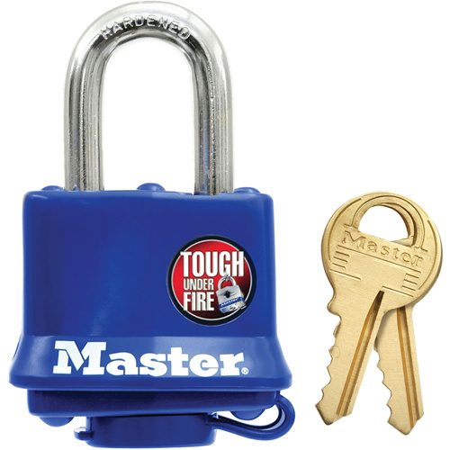 Master Lock 312D Weather-Resistant Padlock Weather-Resistant Padlock, Keyed Different, Laminated Steel, 1-9/16" Width - Each