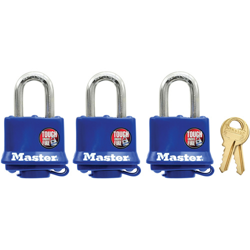 Master Lock 312TRI Weather-Resistant Padlock Weather-Resistant Padlock, Keyed Alike, Laminated Steel, 1-9/16" Width - Pack of 3