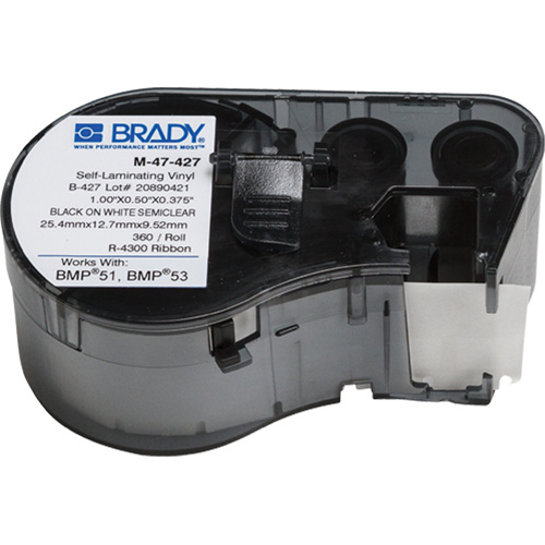 Brady  M4-47-427  Heat-Shrink Wire Marker Cartridge, Vinyl, 0.5" L x 1" H, White - Roll of 360