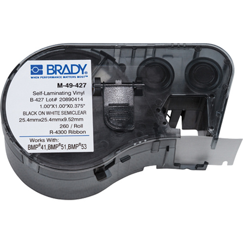 Brady  M4-49-427  Heat-Shrink Wire Marker Cartridge, Vinyl, 1" L x 1" H, White - Roll of 260