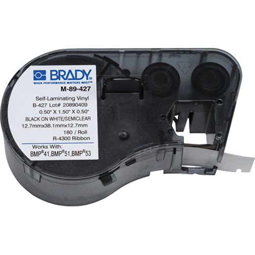 Brady  M4-89-427  Heat-Shrink Wire Marker Cartridge, Vinyl, 0.5" L x 1.5" H, White - Roll of 180