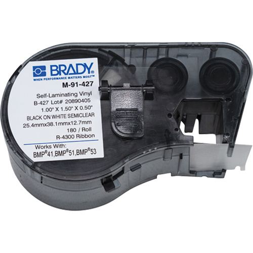Brady  M4-91-427  Heat-Shrink Wire Marker Cartridge, Vinyl, 1" L x 1.5" H, White - Roll of 180