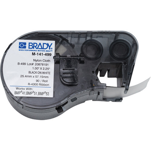 Brady  M4-141-499  Heat-Shrink Wire Marker Cartridge, Nylon Cloth, 1" L x 2.25" H, White - Roll of 90
