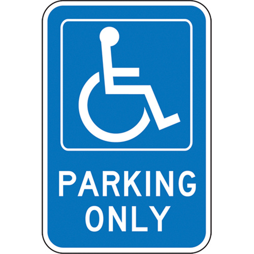Accuform Signs  FRA234RA  Handicapped Designated Parking Sign, 18" x 12", Aluminum, English with Pictogram - Each