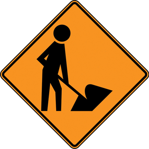 Accuform Signs  FRC210DP  Men at Work Rigid Construction Sign, 30" x 30", Fiberglass, Pictogram - Each