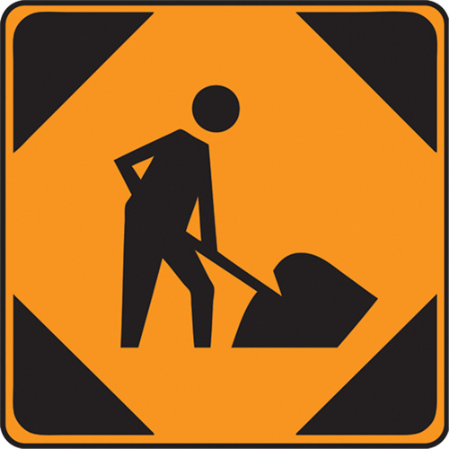 Accuform Signs  FRC204DP  Men at Work Rigid Construction Sign, 36" x 36", Fiberglass, Pictogram - Each