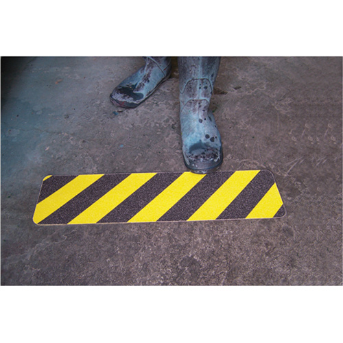 Accuform Signs  PSD603  Skid-Gard? Striped Floor Signs, Rectangle, 24" L x 6" W, Black and Yellow, Vinyl - Each