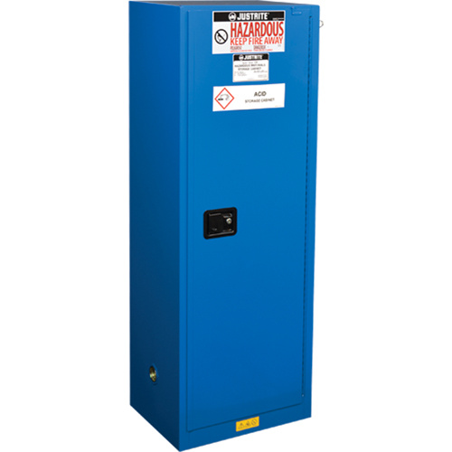 Justrite 8622282 ChemCor Lined Hazardous Material Slimline Safety Cabinets, 22 gal., 23.25" x 65" x 18"-(Each)