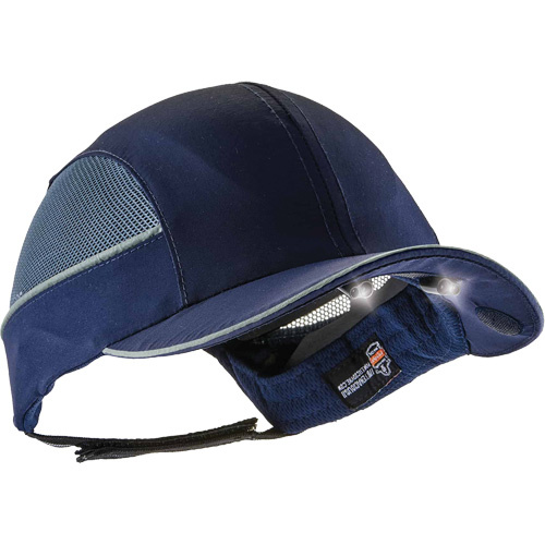 Ergodyne  23375  Skullerz<sup>?</sup> 8960 Long Brim Bump Cap with LED Lighting, Navy Blue - Each