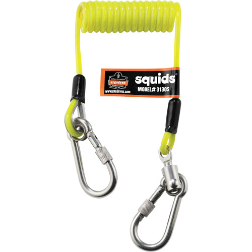 Ergodyne  19130  Coiled Cable Lanyard, Coil, Dual Carabiner - Each