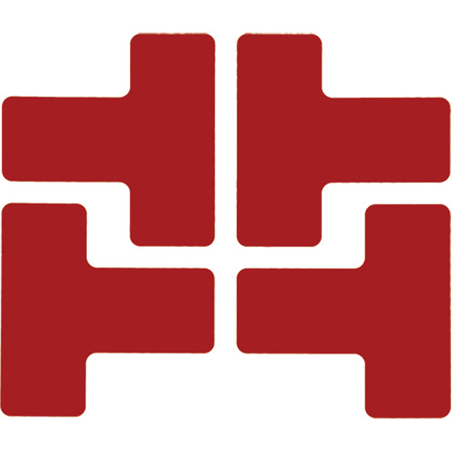 Brady  104436  Floor Corner Marks, T, 5" L x 2" W, Red, Polyester - Pack of 20