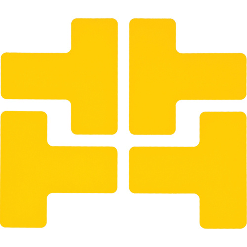 Brady  104439  Floor Corner Marks, T, 5" L x 2" W, Yellow, Polyester - Pack of 20