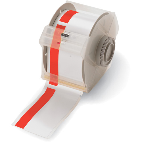 Brady  113157  Pre-Printed Header Stripe Label Cartridge, 76 mm x 100', Orange on White - Each