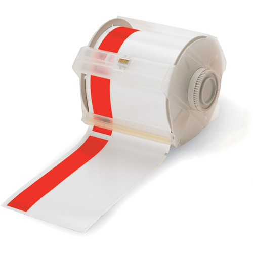 Brady  113161  Pre-Printed Header Stripe Label Cartridge, 101 mm x 100', Red on White - Each