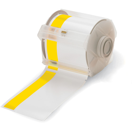 Brady  113163  Pre-Printed Header Stripe Label Cartridge, 101 mm x 100', Yellow on White - Each